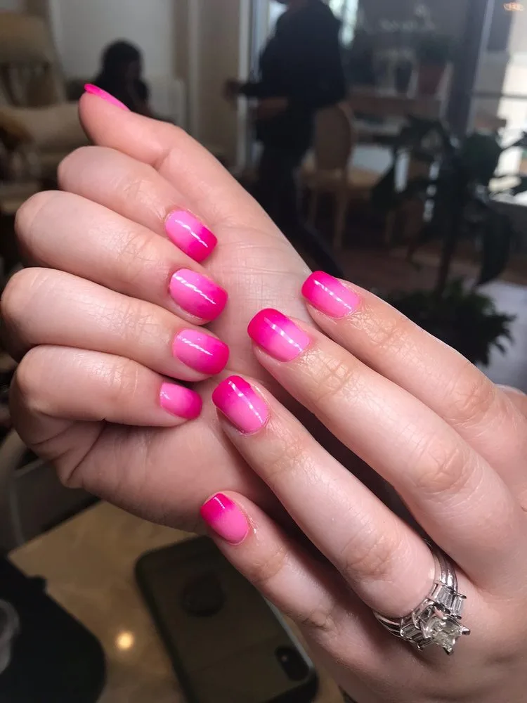 Bright magenta long gel nails at Sokha&rsquo;s Nails & Spa, Glen Allen