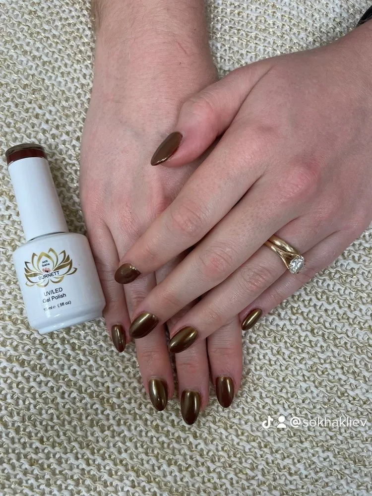 Mocha brown gel manicure at Sokha&rsquo;s Nails & Spa, Glen Allen